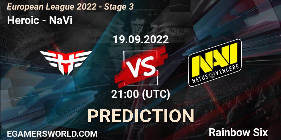 Pronósticos Heroic - NaVi. 19.09.22. European League 2022 - Stage 3 - Rainbow Six