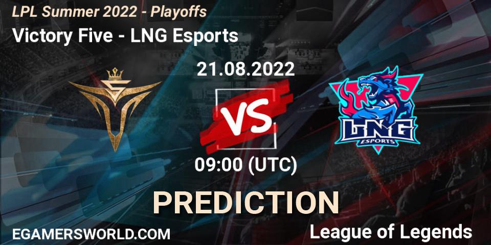 Pronósticos Victory Five - LNG Esports. 21.08.22. LPL Summer 2022 - Playoffs - LoL