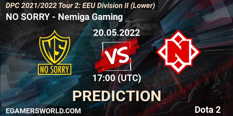 Pronósticos NO SORRY - Nemiga Gaming. 20.05.2022 at 16:59. DPC 2021/2022 Tour 2: EEU Division II (Lower) - Dota 2