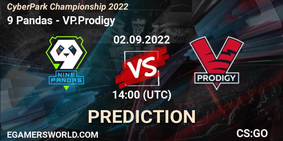 Pronósticos 9 Pandas - VP.Prodigy. 02.09.2022 at 13:55. CyberPark Championship 2022 - Counter-Strike (CS2)