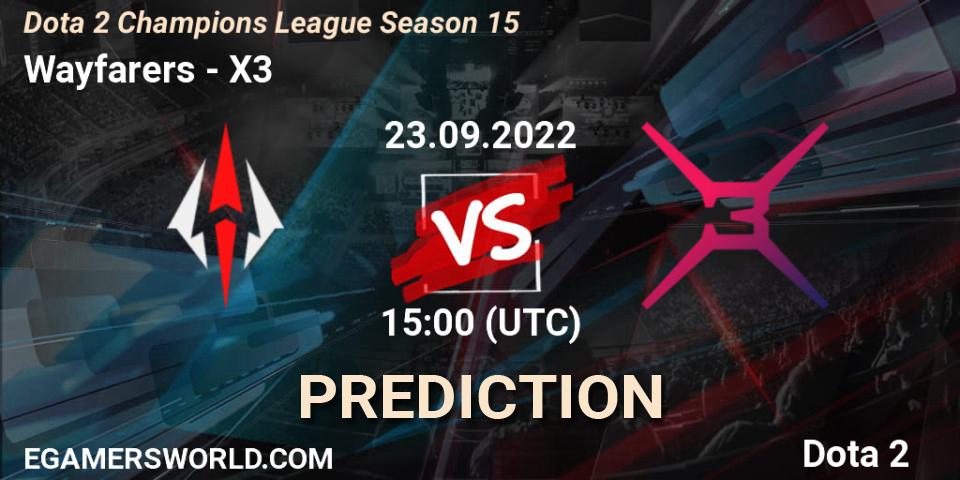 Pronósticos Wayfarers - X3. 23.09.2022 at 15:16. Dota 2 Champions League Season 15 - Dota 2