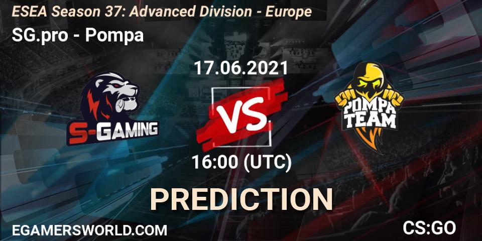 Pronósticos SG.pro - Pompa. 17.06.2021 at 16:00. ESEA Season 37: Advanced Division - Europe - Counter-Strike (CS2)