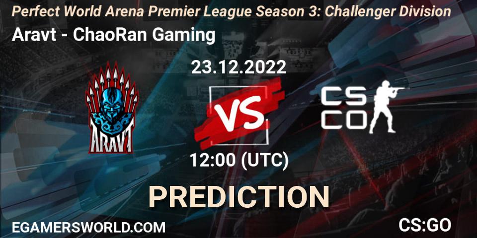 Pronósticos Aravt - ChaoRan Gaming. 23.12.22. Perfect World Arena Premier League Season 3: Challenger Division - CS2 (CS:GO)