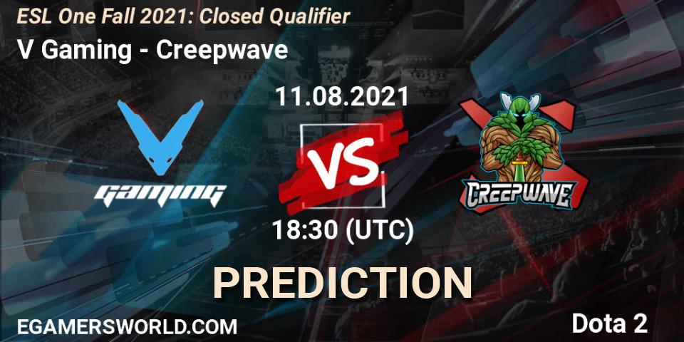Pronósticos V Gaming - Creepwave. 11.08.2021 at 18:30. ESL One Fall 2021: Closed Qualifier - Dota 2