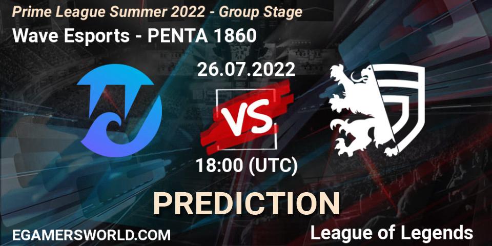 Pronósticos Wave Esports - PENTA 1860. 26.07.22. Prime League Summer 2022 - Group Stage - LoL