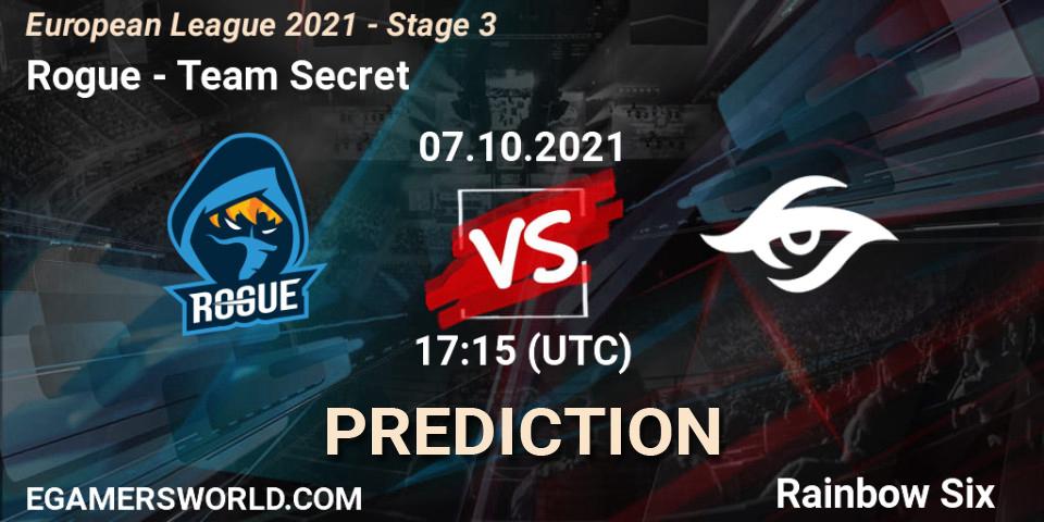 Pronósticos Rogue - Team Secret. 07.10.21. European League 2021 - Stage 3 - Rainbow Six