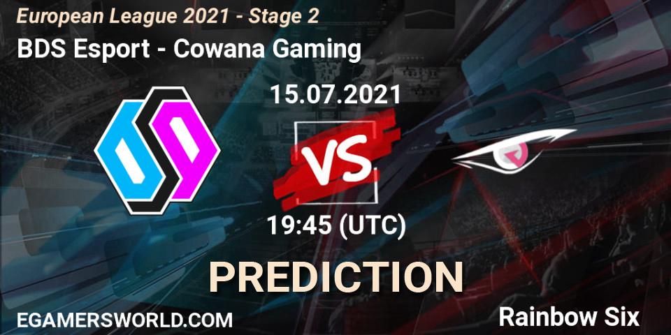 Pronósticos BDS Esport - Cowana Gaming. 15.07.2021 at 19:45. European League 2021 - Stage 2 - Rainbow Six