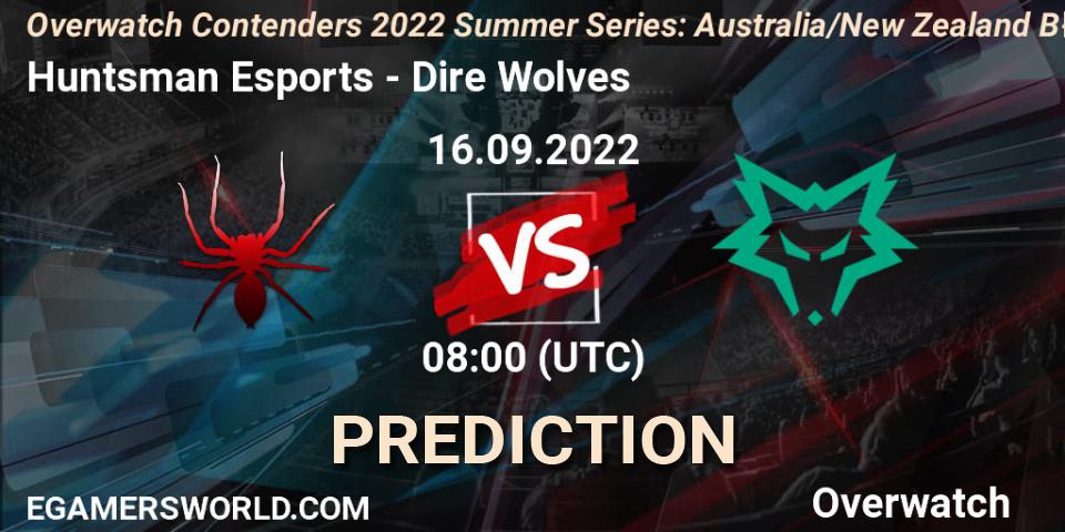 Pronósticos Huntsman Esports - Dire Wolves. 21.09.2022 at 08:30. Overwatch Contenders 2022 Summer Series: Australia/New Zealand B-Sides - Overwatch