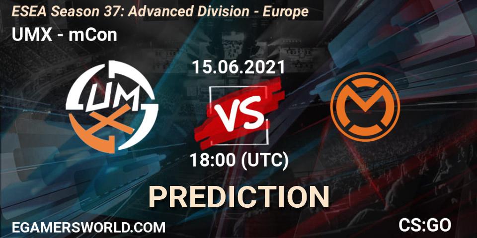 Pronósticos UMX - mCon. 15.06.21. ESEA Season 37: Advanced Division - Europe - CS2 (CS:GO)