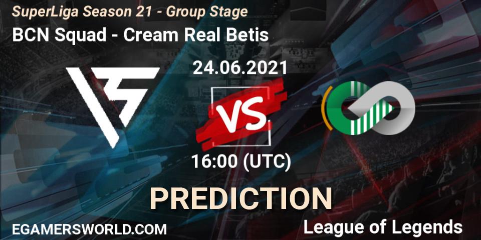 Pronósticos BCN Squad - Cream Real Betis. 24.06.2021 at 16:00. SuperLiga Season 21 - Group Stage - LoL