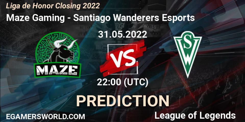 Pronósticos Maze Gaming - Santiago Wanderers Esports. 31.05.2022 at 22:00. Liga de Honor Closing 2022 - LoL