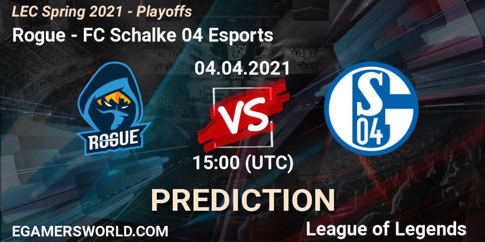 Pronósticos Rogue - FC Schalke 04 Esports. 04.04.21. LEC Spring 2021 - Playoffs - LoL