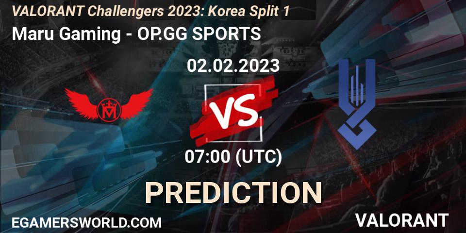 Pronósticos Maru Gaming - OP.GG SPORTS. 02.02.23. VALORANT Challengers 2023: Korea Split 1 - VALORANT