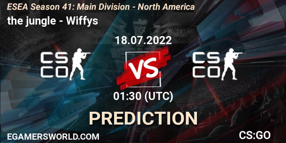 Pronósticos the jungle - Wiffys. 18.07.2022 at 01:00. ESEA Season 41: Main Division - North America - Counter-Strike (CS2)