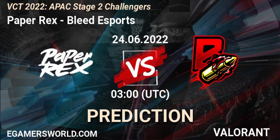 Pronósticos Paper Rex - Bleed Esports. 24.06.22. VCT 2022: APAC Stage 2 Challengers - VALORANT