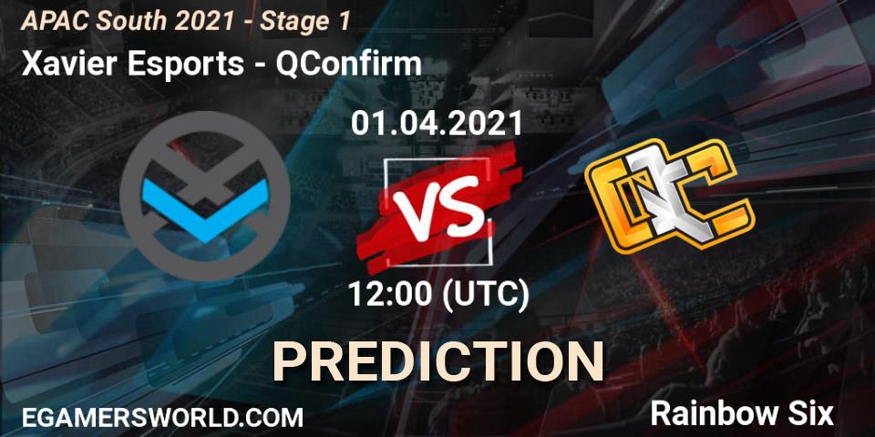 Pronósticos Xavier Esports - QConfirm. 01.04.2021 at 12:00. APAC South 2021 - Stage 1 - Rainbow Six