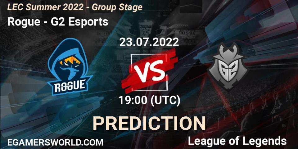 Pronósticos Rogue - G2 Esports. 23.07.2022 at 18:00. LEC Summer 2022 - Group Stage - LoL