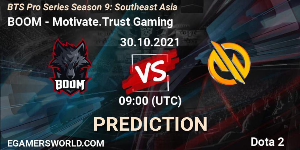 Pronósticos BOOM - Motivate.Trust Gaming. 06.11.2021 at 07:00. BTS Pro Series Season 9: Southeast Asia - Dota 2