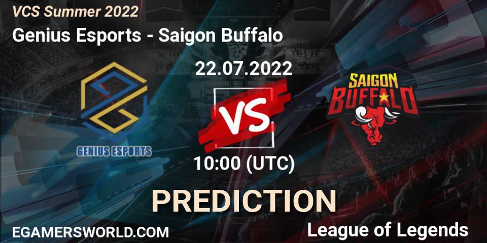 Pronósticos Genius Esports - Saigon Buffalo. 22.07.2022 at 10:00. VCS Summer 2022 - LoL