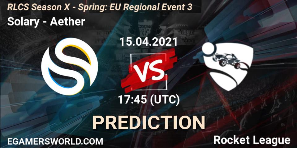 Pronósticos Solary - Aether. 15.04.2021 at 17:45. RLCS Season X - Spring: EU Regional Event 3 - Rocket League