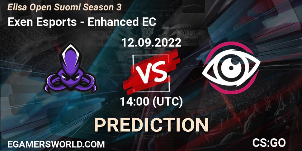 Pronósticos Exen Esports - Enhanced EC. 12.09.2022 at 14:00. Elisa Open Suomi Season 3 - Counter-Strike (CS2)