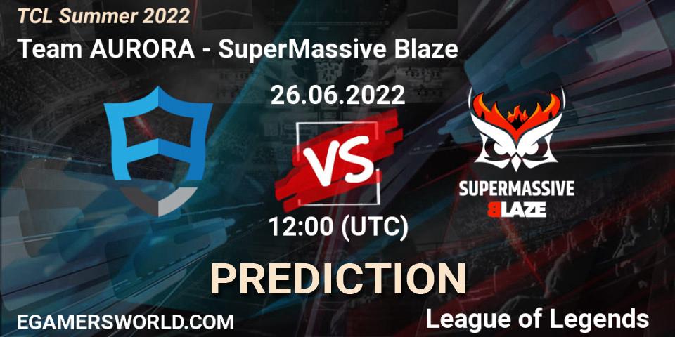 Pronósticos Team AURORA - SuperMassive Blaze. 26.06.2022 at 12:00. TCL Summer 2022 - LoL