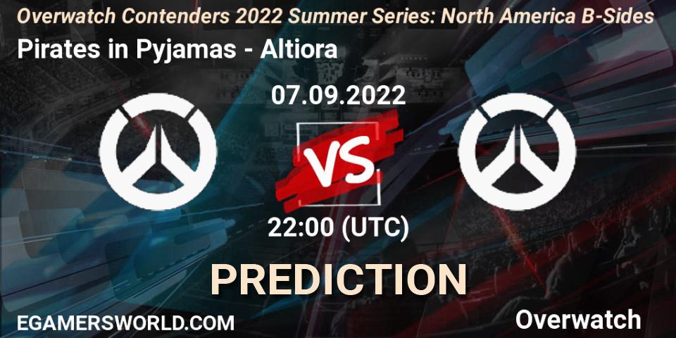 Pronósticos Pirates in Pyjamas - Altiora. 07.09.2022 at 22:00. Overwatch Contenders 2022 Summer Series: North America B-Sides - Overwatch
