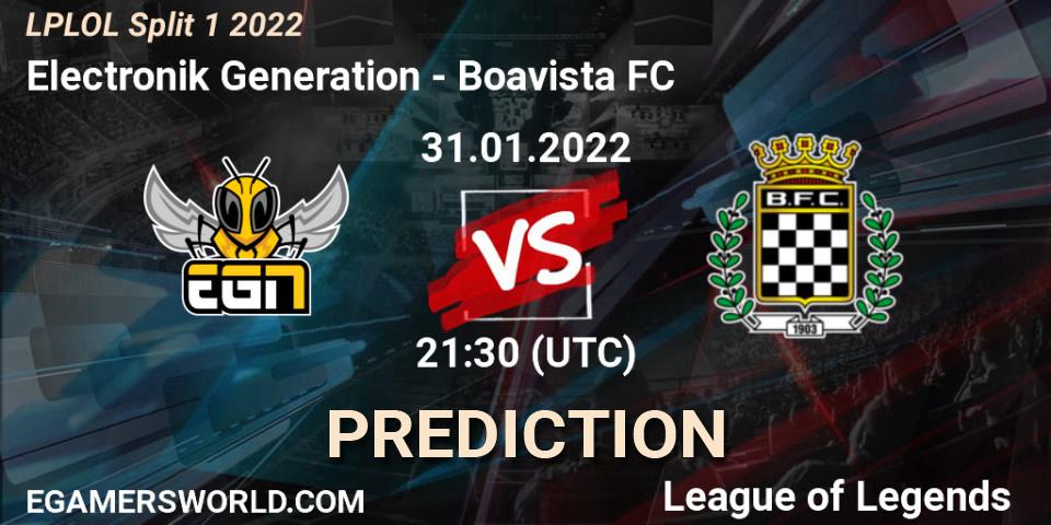 Pronósticos Electronik Generation - Boavista FC. 31.01.2022 at 21:10. LPLOL Split 1 2022 - LoL