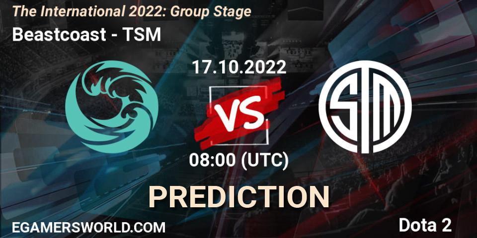 Pronósticos Beastcoast - TSM. 17.10.2022 at 09:40. The International 2022: Group Stage - Dota 2