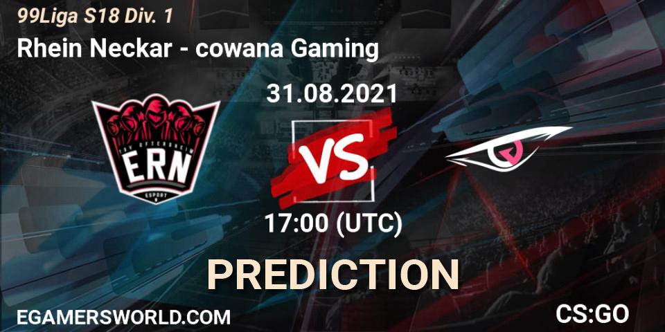 Pronósticos Rhein Neckar - cowana Gaming. 20.10.2021 at 19:30. 99Liga S18 Div. 1 - Counter-Strike (CS2)