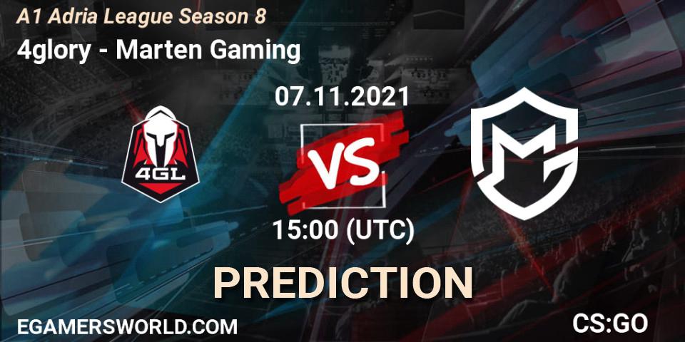 Pronósticos 4glory - Marten Gaming. 07.11.2021 at 15:00. A1 Adria League Season 8 - Counter-Strike (CS2)