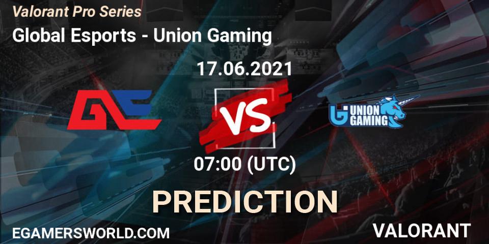 Pronósticos Global Esports - Union Gaming. 17.06.2021 at 07:00. Valorant Pro Series - VALORANT