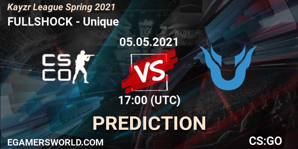 Pronósticos FULLSHOCK - Unique. 05.05.2021 at 17:00. Kayzr League Spring 2021 - Counter-Strike (CS2)