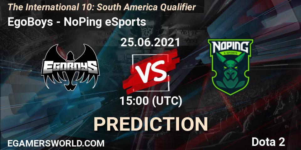 Pronósticos EgoBoys - NoPing eSports. 25.06.21. The International 10: South America Qualifier - Dota 2
