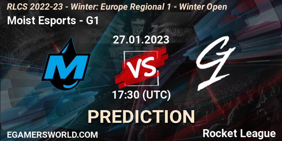 Pronósticos Moist Esports - G1. 27.01.2023 at 17:30. RLCS 2022-23 - Winter: Europe Regional 1 - Winter Open - Rocket League