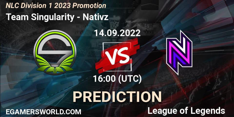 Pronósticos Team Singularity - Nativz. 14.09.22. NLC Division 1 2023 Promotion - LoL