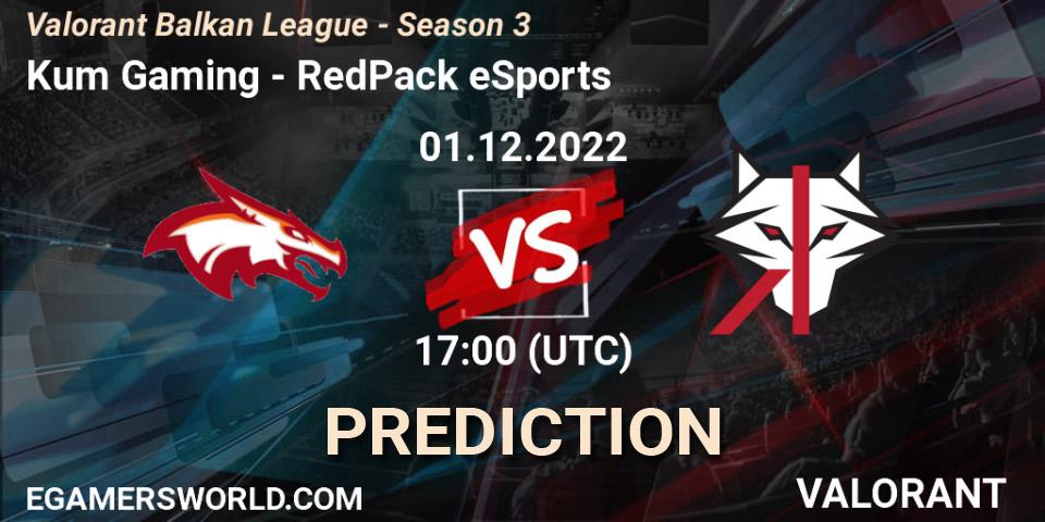 Pronósticos Kum Gaming - RedPack eSports. 01.12.22. Valorant Balkan League - Season 3 - VALORANT