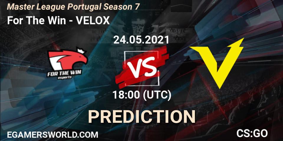 Pronósticos For The Win - VELOX. 24.05.2021 at 18:00. Master League Portugal Season 7 - Counter-Strike (CS2)