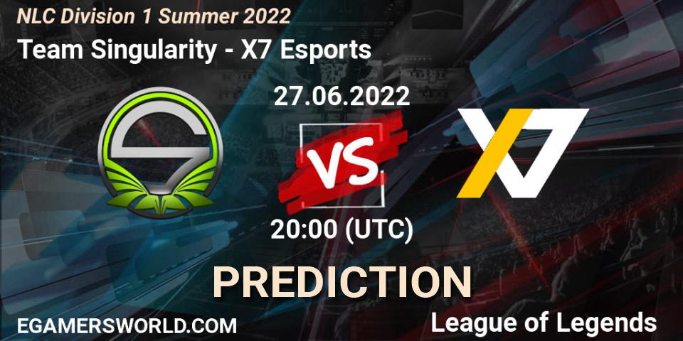 Pronósticos Team Singularity - X7 Esports. 27.06.2022 at 20:00. NLC Division 1 Summer 2022 - LoL