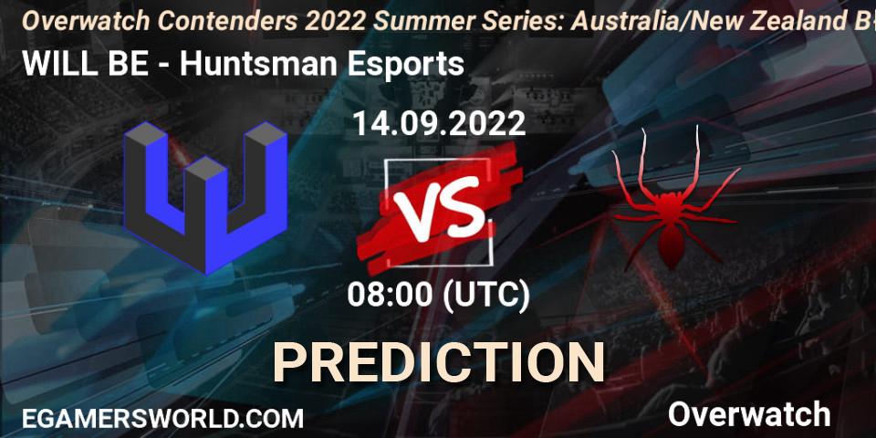 Pronósticos WILL BE - Huntsman Esports. 15.09.2022 at 08:00. Overwatch Contenders 2022 Summer Series: Australia/New Zealand B-Sides - Overwatch