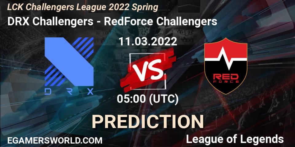 Pronósticos DRX Challengers - RedForce Challengers. 11.03.2022 at 05:00. LCK Challengers League 2022 Spring - LoL