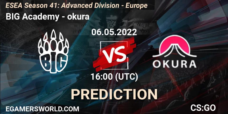 Pronósticos BIG Academy - okura. 06.05.2022 at 16:00. ESEA Season 41: Advanced Division - Europe - Counter-Strike (CS2)