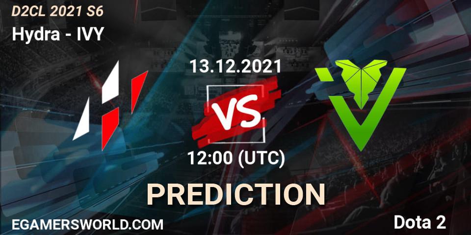 Pronósticos Hydra - IVY. 13.12.2021 at 12:00. Dota 2 Champions League 2021 Season 6 - Dota 2
