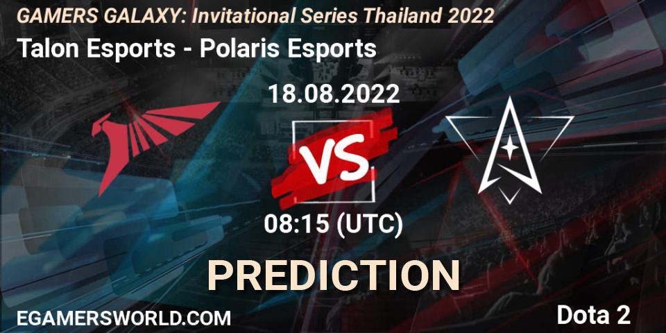 Pronósticos Talon Esports - Polaris Esports. 18.08.2022 at 07:55. GAMERS GALAXY: Invitational Series Thailand 2022 - Dota 2