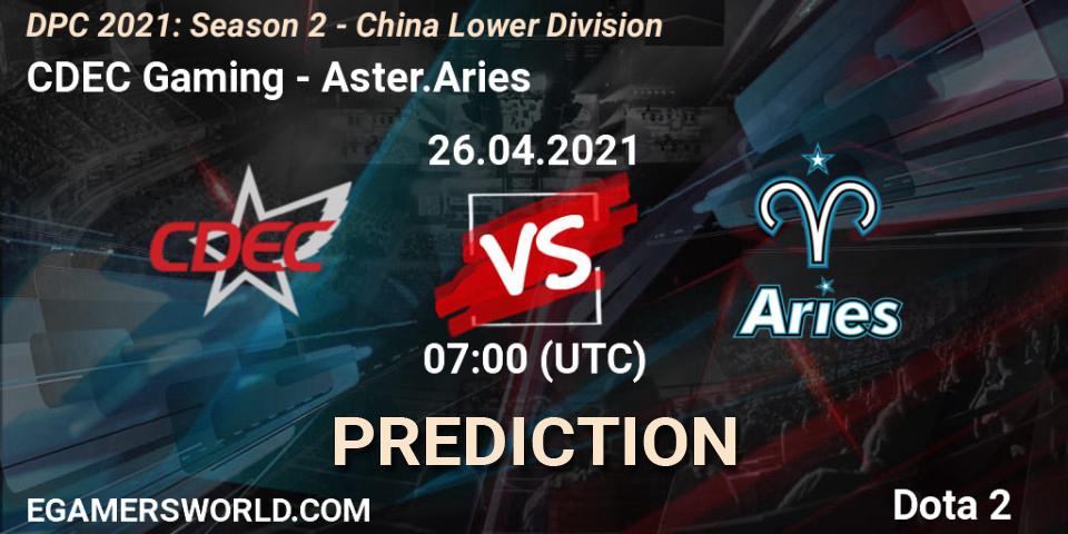 Pronósticos CDEC Gaming - Aster.Aries. 26.04.2021 at 06:56. DPC 2021: Season 2 - China Lower Division - Dota 2
