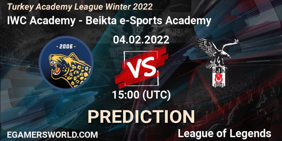 Pronósticos IWC Academy - Beşiktaş e-Sports Academy. 04.02.2022 at 15:00. Turkey Academy League Winter 2022 - LoL