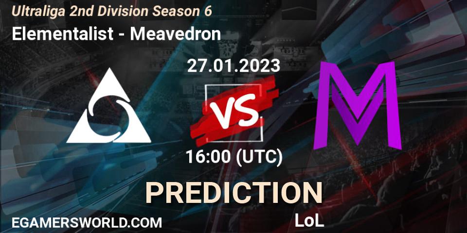 Pronósticos Elementalist - Meavedron. 27.01.2023 at 16:00. Ultraliga 2nd Division Season 6 - LoL