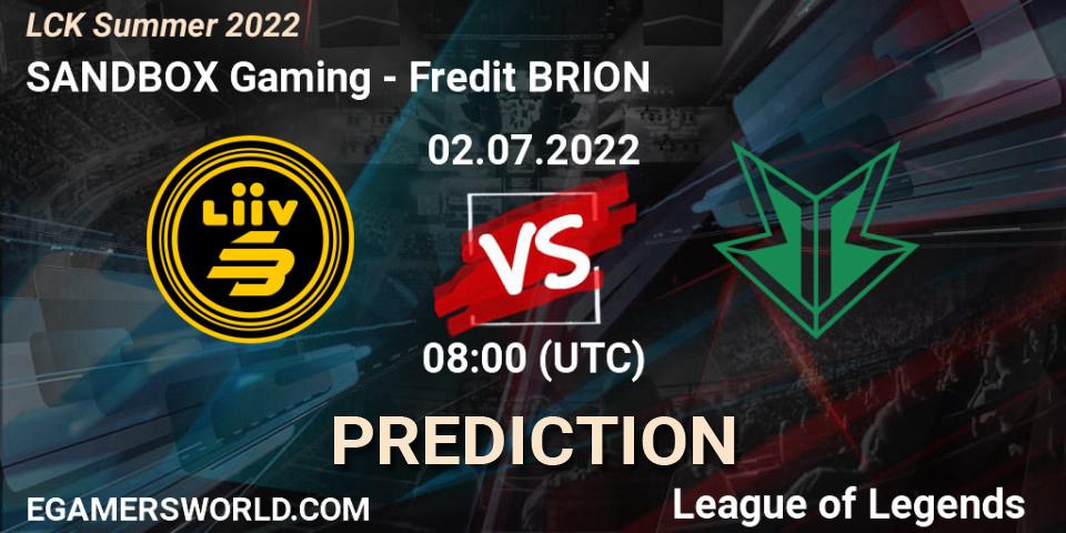 Pronósticos SANDBOX Gaming - Fredit BRION. 02.07.22. LCK Summer 2022 - LoL