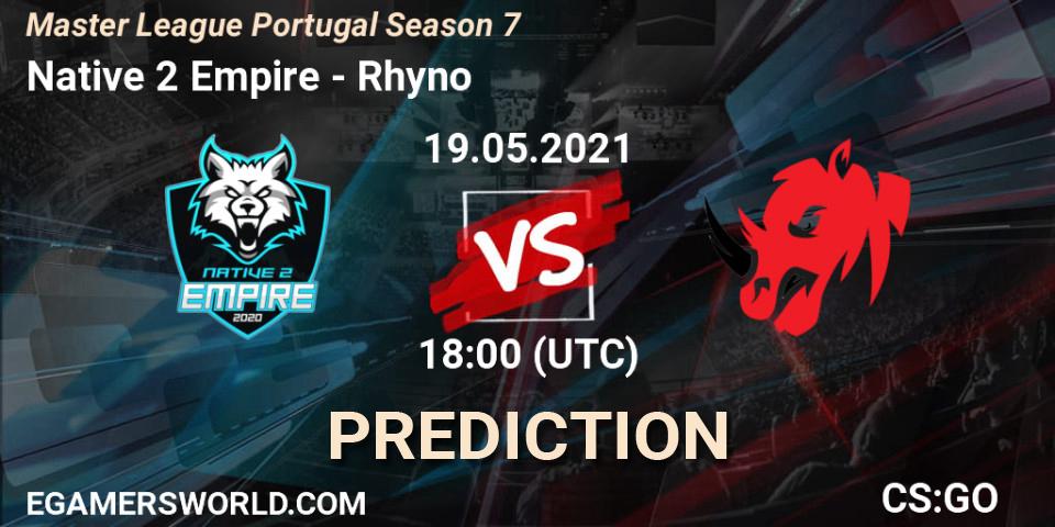 Pronósticos Native 2 Empire - Rhyno. 19.05.2021 at 18:00. Master League Portugal Season 7 - Counter-Strike (CS2)