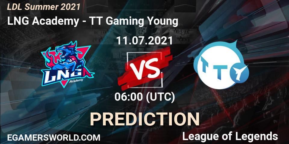 Pronósticos LNG Academy - TT Gaming Young. 11.07.2021 at 06:00. LDL Summer 2021 - LoL